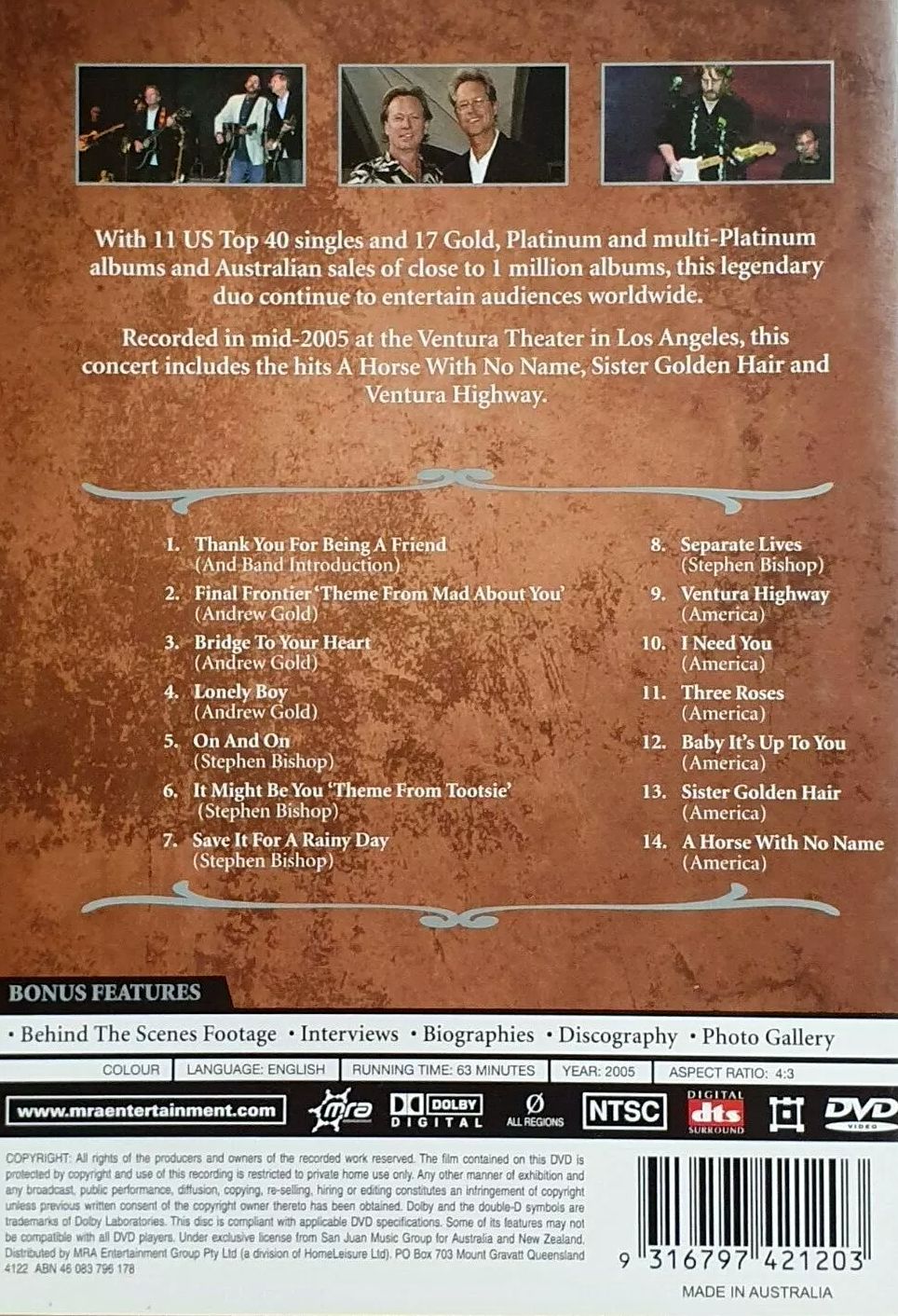 America & Friends - Live At The Ventura Theater DVD