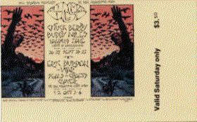 Eric Burdon, Chuck Berry & Buddy Miles - 1960s USA Fillmore West Venue Vintage Concert Ticket