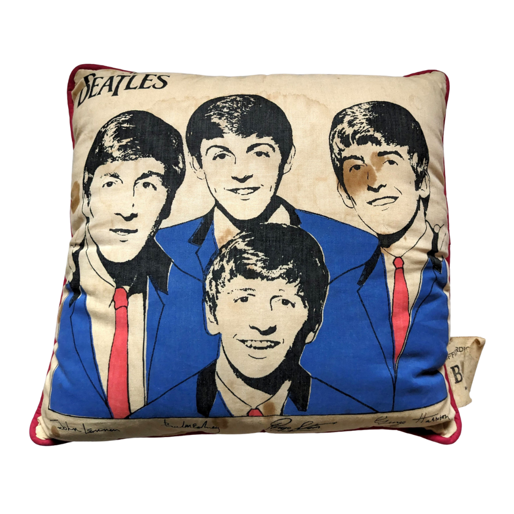 Beatles - Original 1964 Nordic House Pillow With Red Back & Two Tags