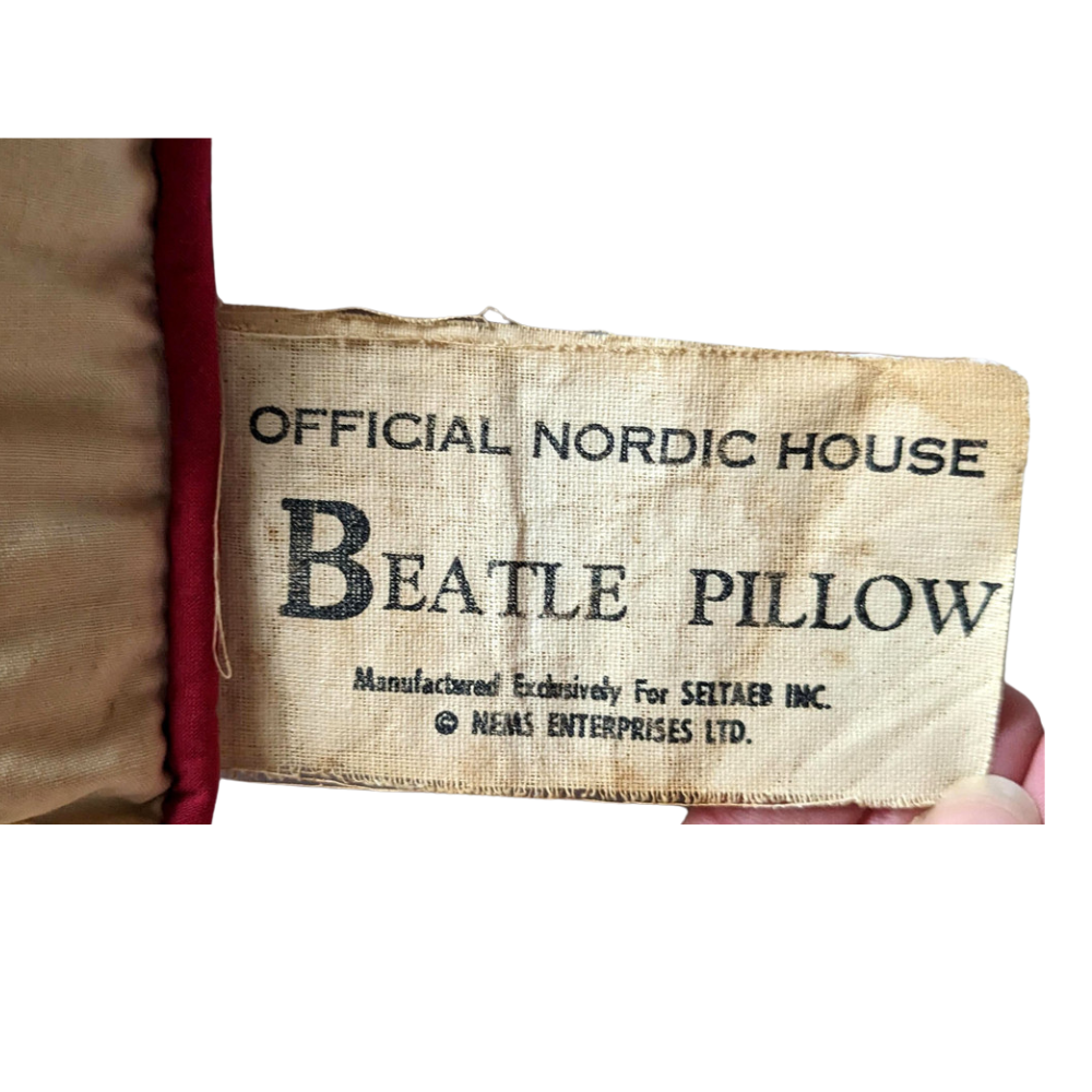 Beatles - Original 1964 Nordic House Pillow With Red Back & Two Tags