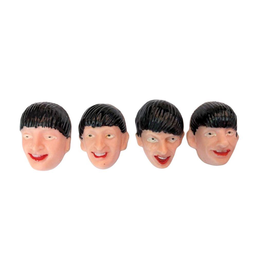 Beatles - Original 1960s Complete Set 4  Hand Painted Face Heads Cake Toppers