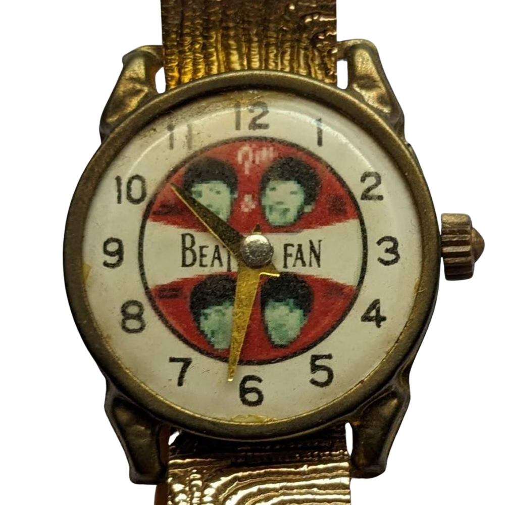 Beatles - Original 1960s I'm A Beatles Fan Toy Gold Wrist Watch