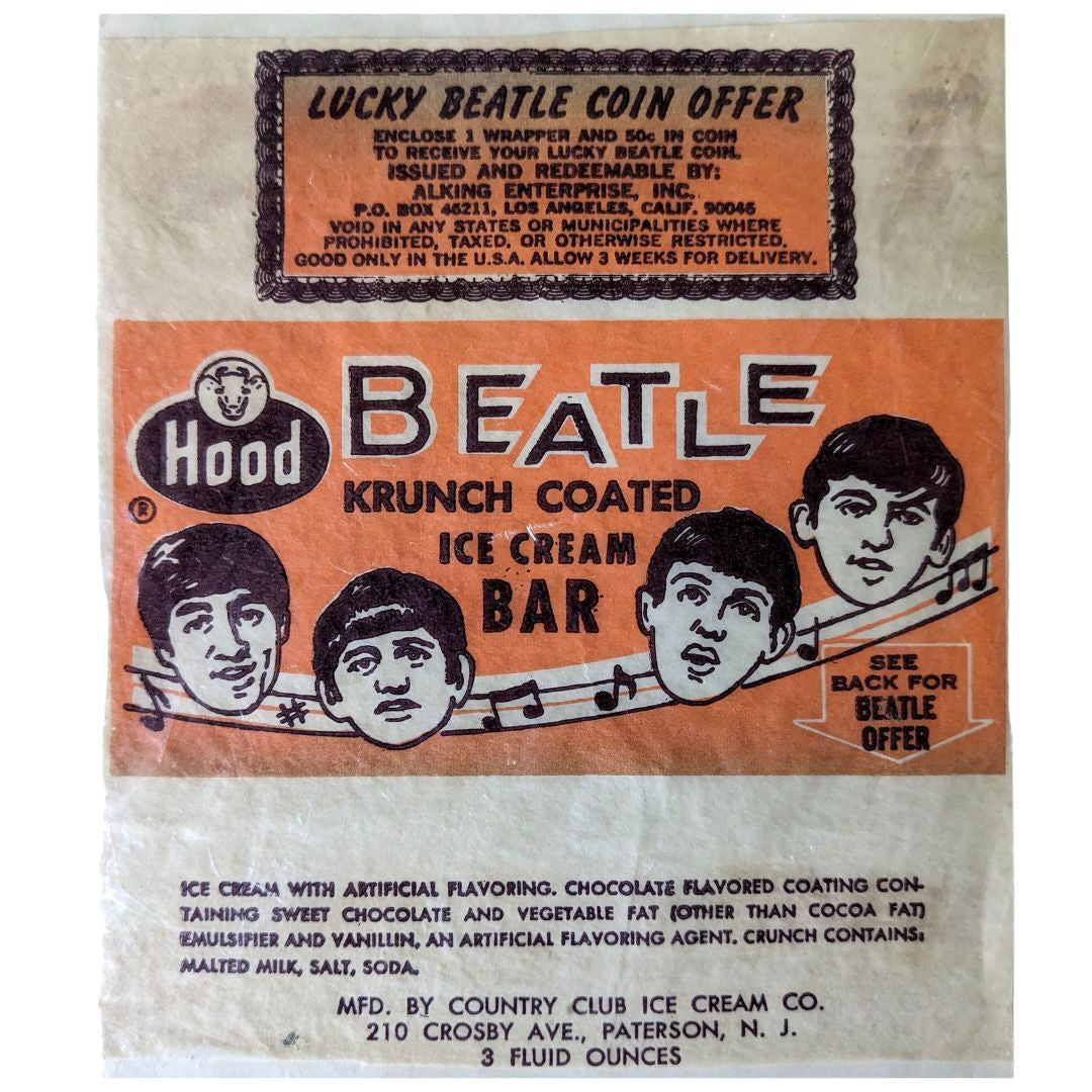 Beatles - Original 1960s Hood Krunch Coated Ice Cream Bar Wrapper