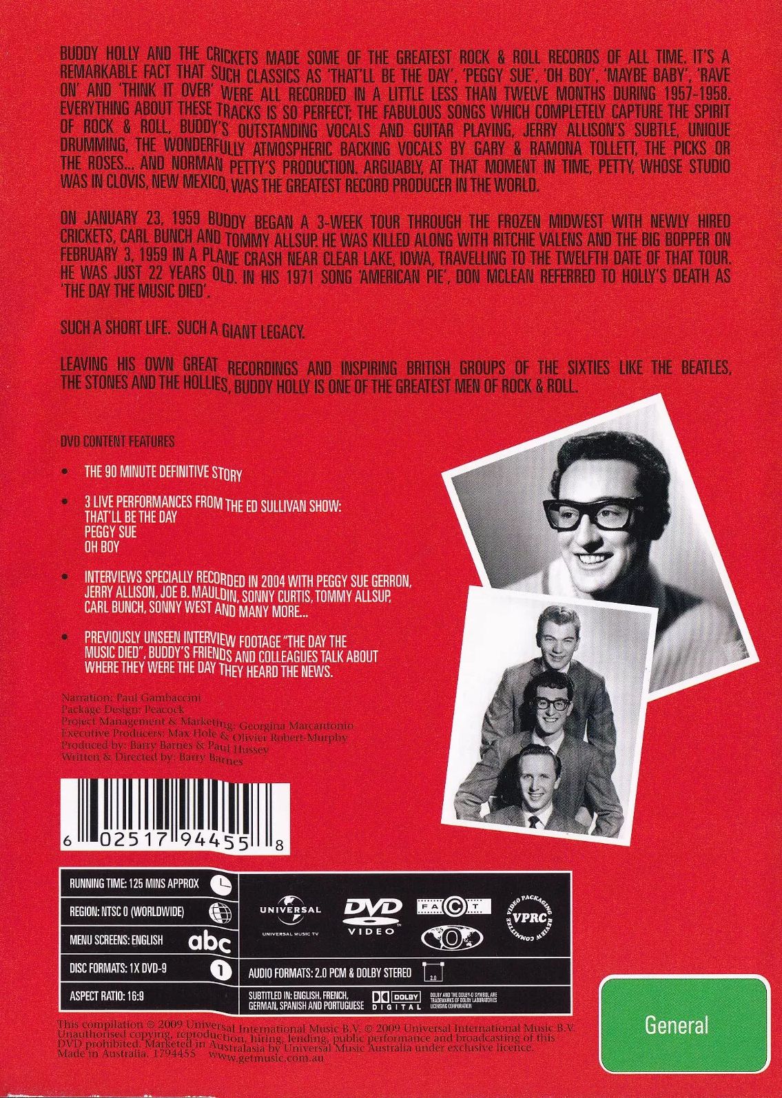 Buddy Holly – The Music Of Buddy Holly & The Crickets - The Definitive Story 50th Anniversary Ed DVD