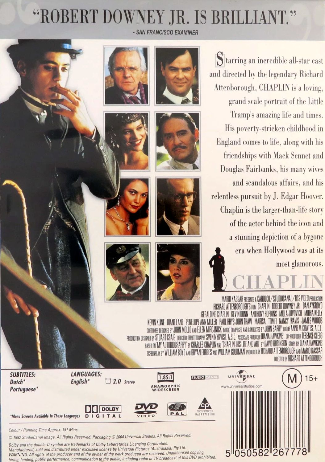 Robert Downey Jr - Chaplin (1992) DVD (Used)