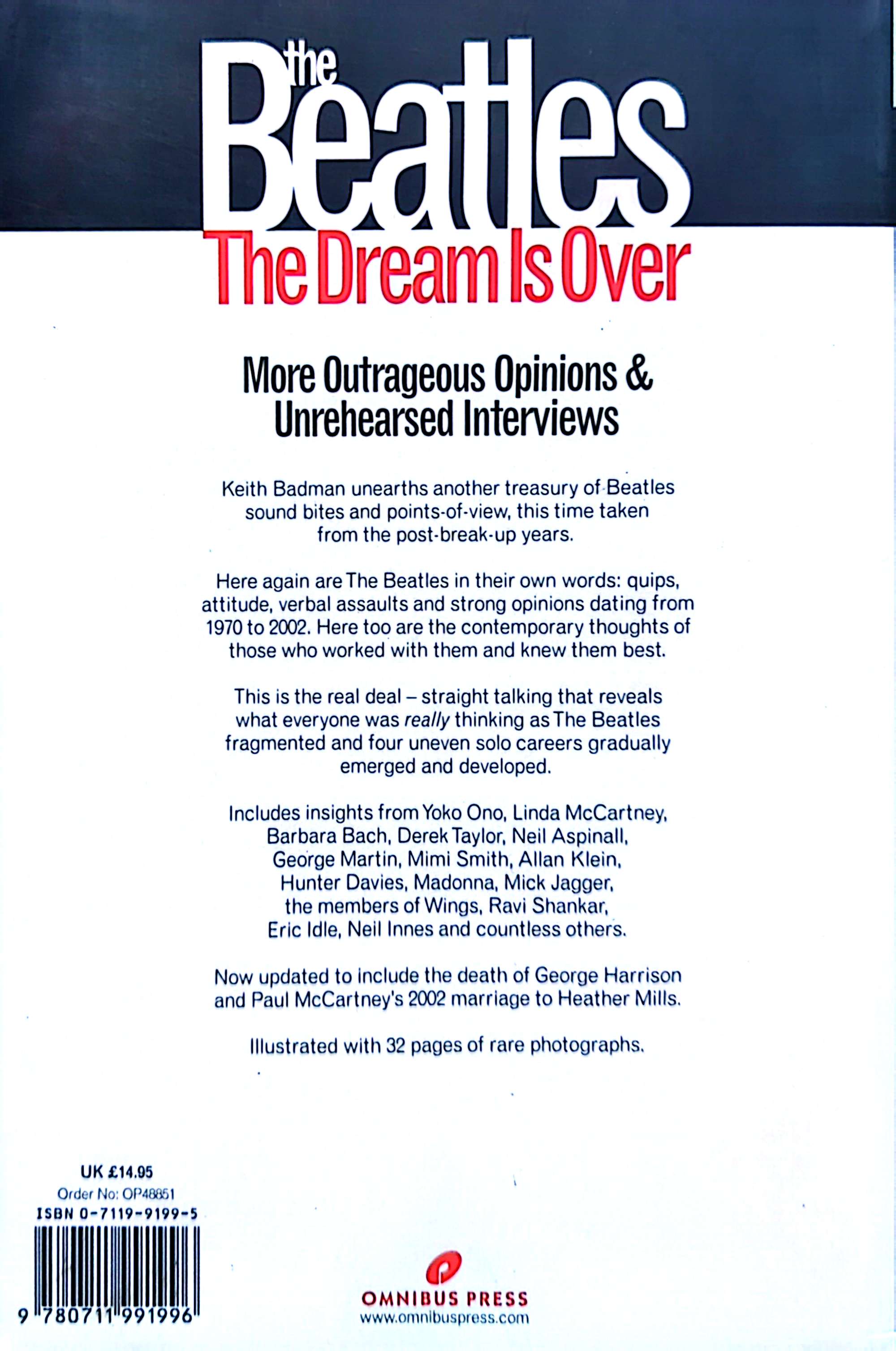 Keith Badman - The Beatles: The Dream Is Over (Off The Record 2) Paperback Book (2002)