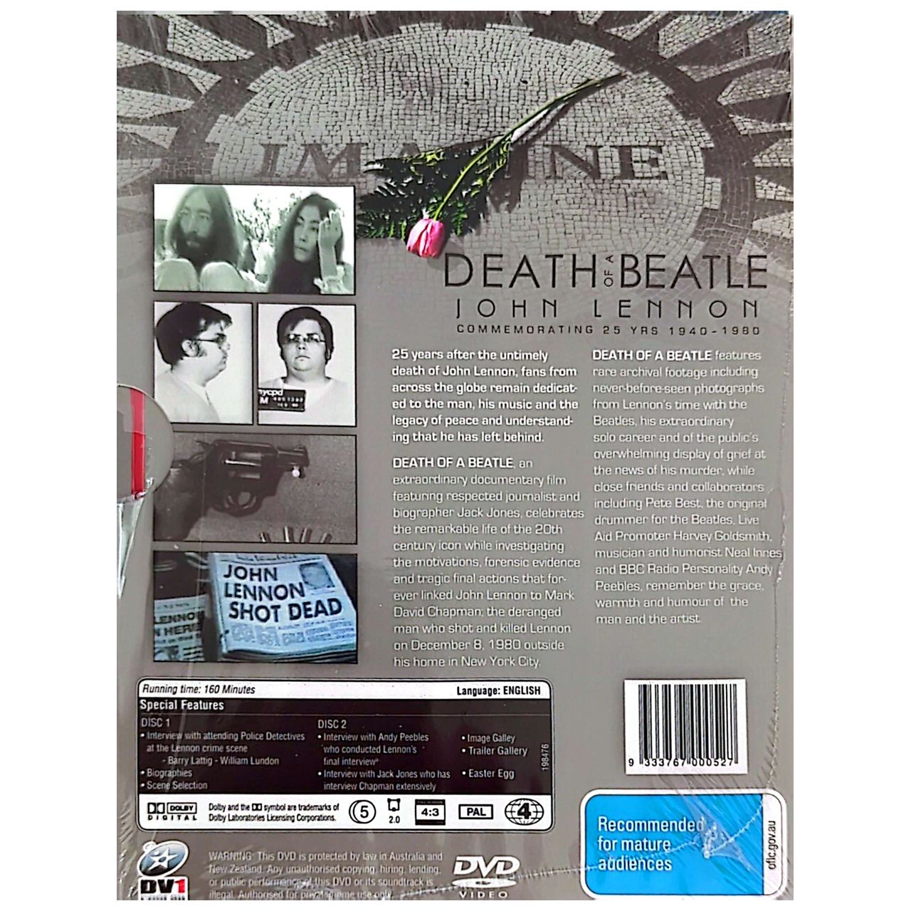 John Lennon - Death Of A Beatle Ltd Ed 2 DVD PAL Region 4