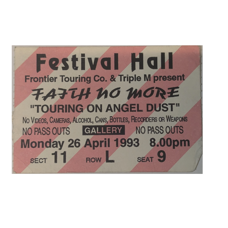 Faith No More - Touring On Angel Dust 1993 Original Vintage Concert Ticket