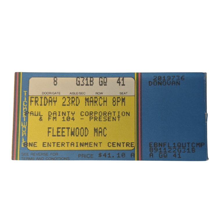 Fleetwood Mac - Behind The mask Tour 1990 Original Vintage Concert Ticket Seat 41