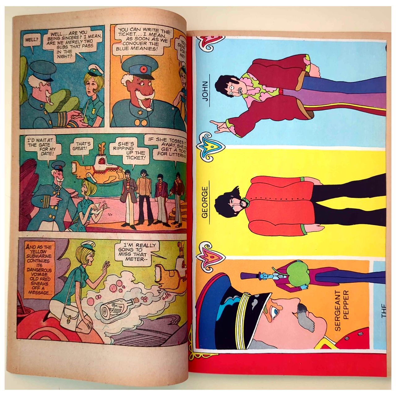 Beatles - 1968 Gold Key Yellow Submarine Comic Book w/ Poster Attached EXCELLENT