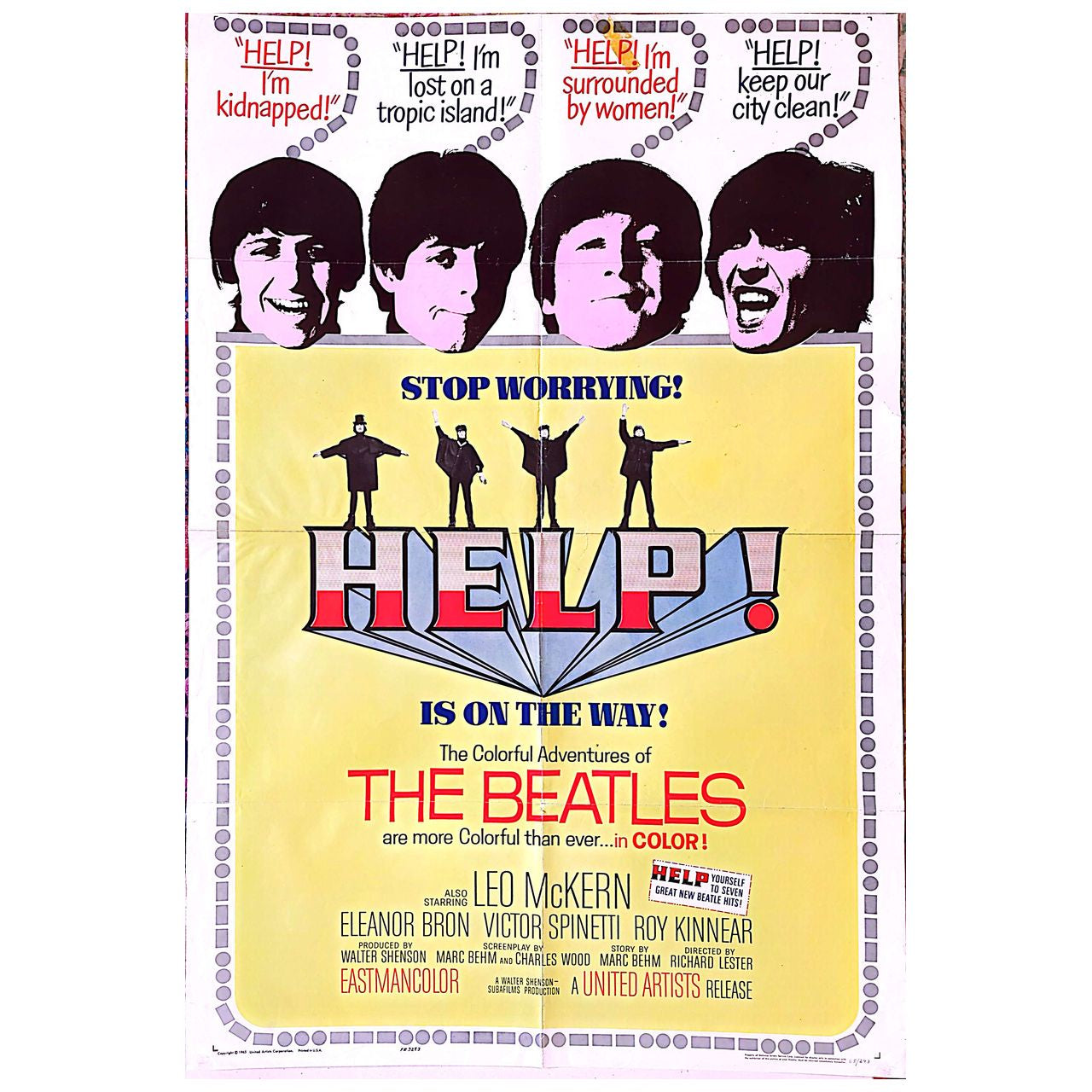 Beatles - Original 1965 Help (65/293) 40" x 27" 1 Sheet Movie Poster