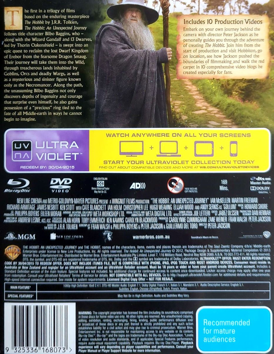 Martin Freeman - The Hobbit: An Unexpected Journey Ltd Ed 05102 Blu-Ray + DVD