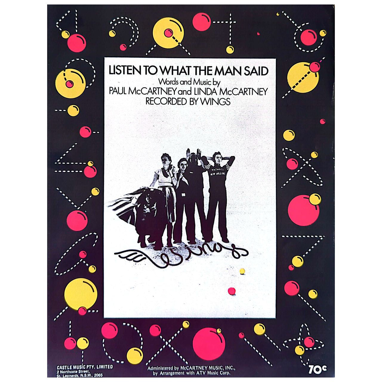 Paul McCartney & Wings - Listen To What The Man Said (1975) Australian Sheet Music (Vintage)