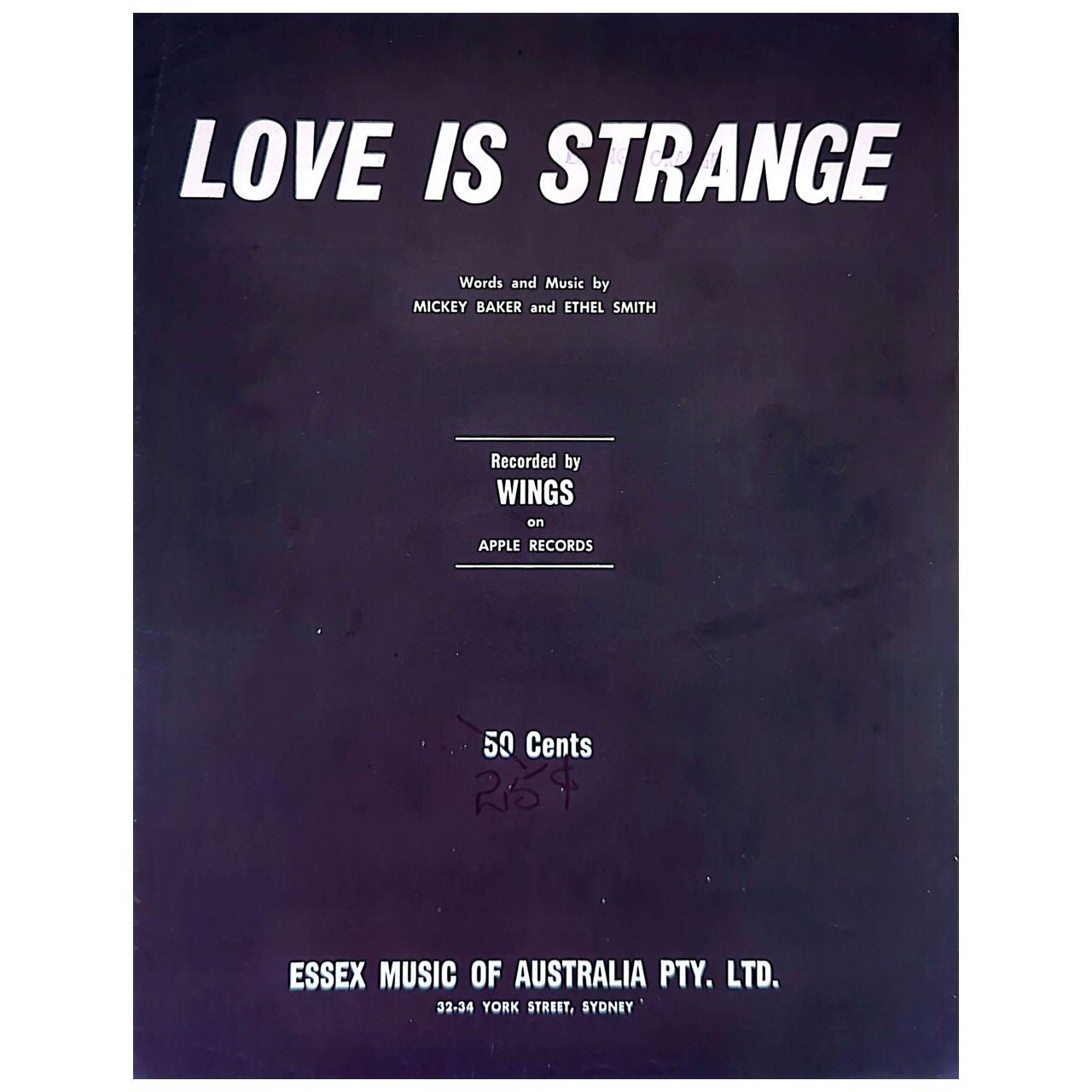Paul McCartney & Wings - Love Is Strange (1957) Australian Sheet Music (Vintage)