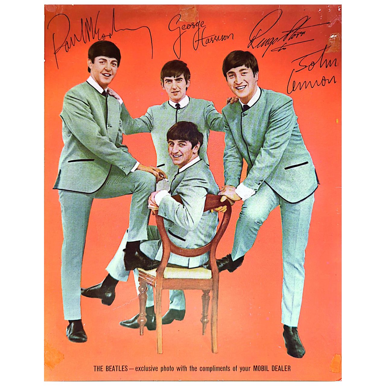 Beatles - Original 1960s Mobil Oil Collectable Promo Photo Poster Card
