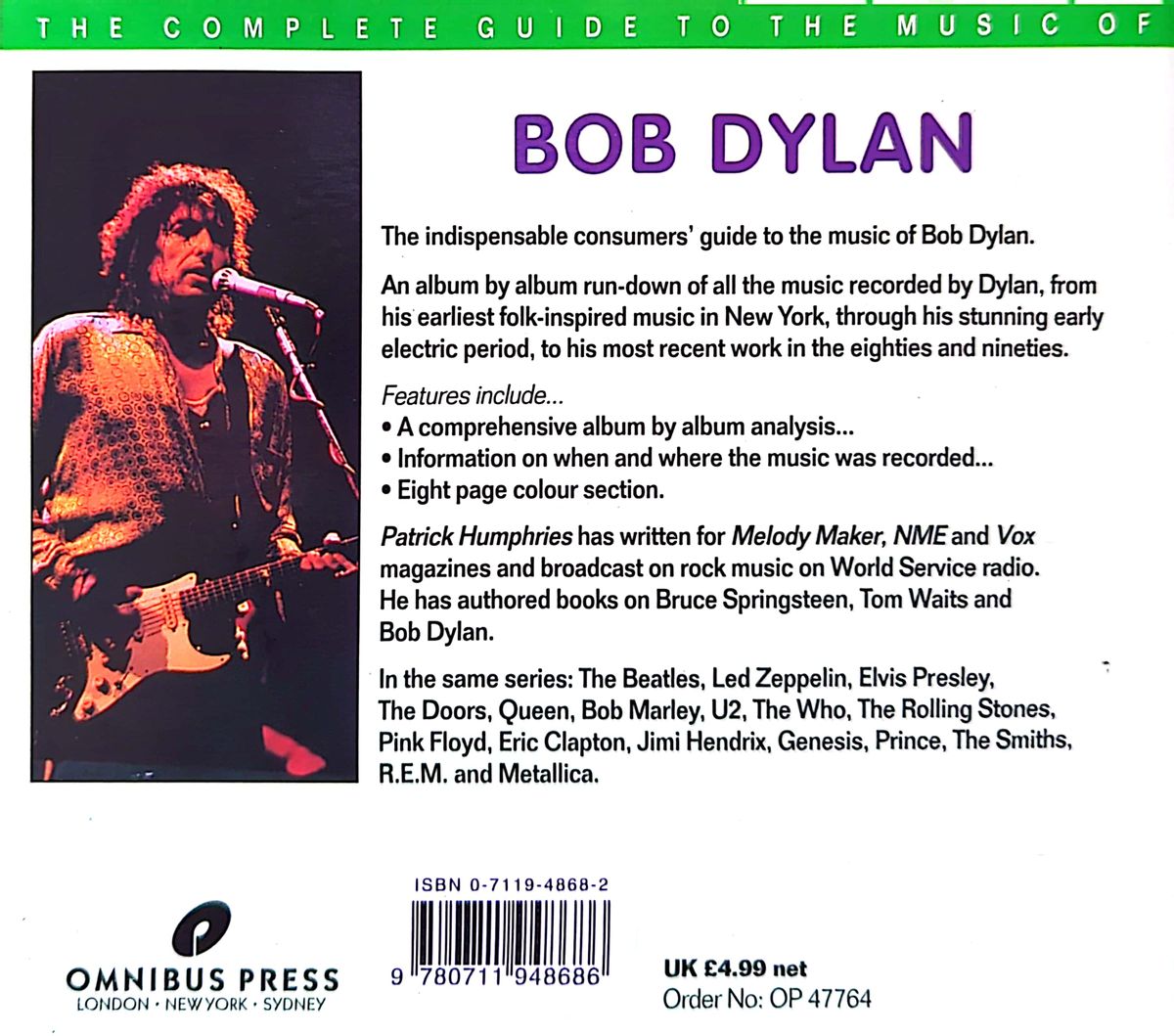 Patrick Humphries - Complete Guide To The Music Of Bob Dylan Softcover Book (1995)