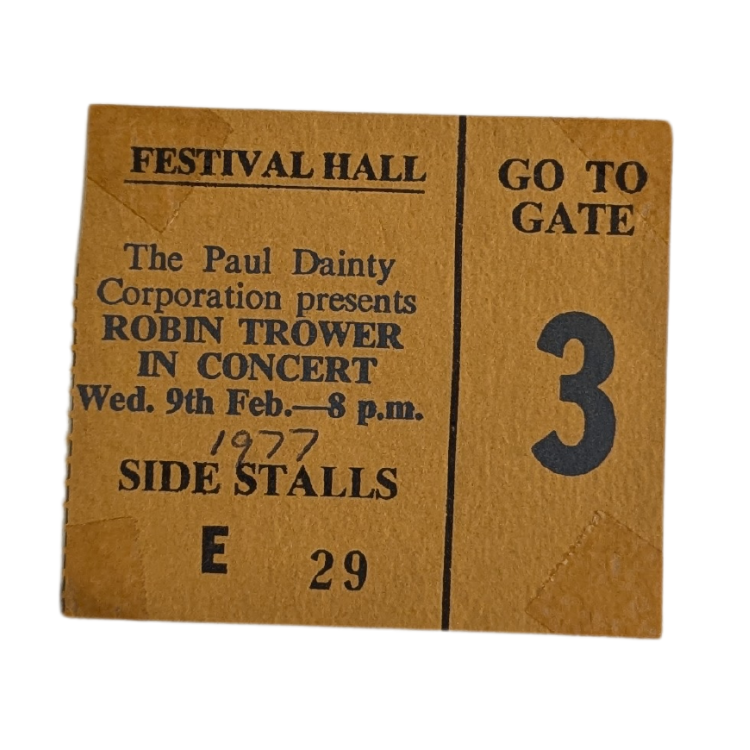 Robin Trower - 1977 Tour Original Vintage Concert Ticket