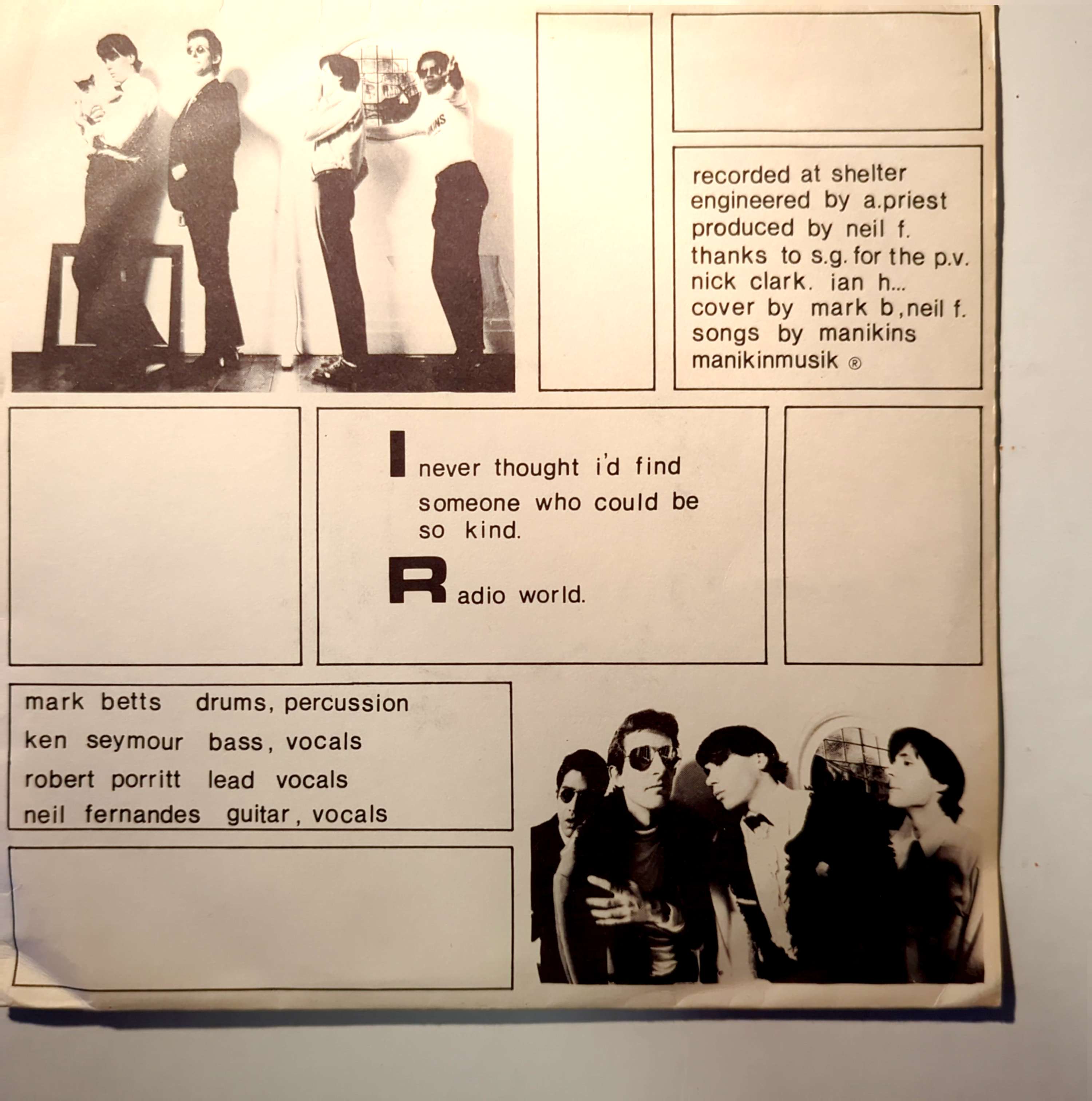 Manikins - Models For Mankind  7" Single Vinyl  (Used)