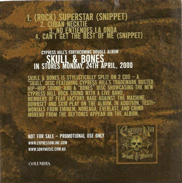 Cypress Hill ‎– Body Parts - Promo Sampler CD
