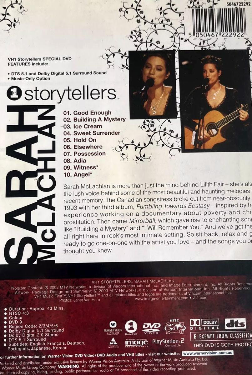 Sarah McLachlan – VH1 Storytellers DVD