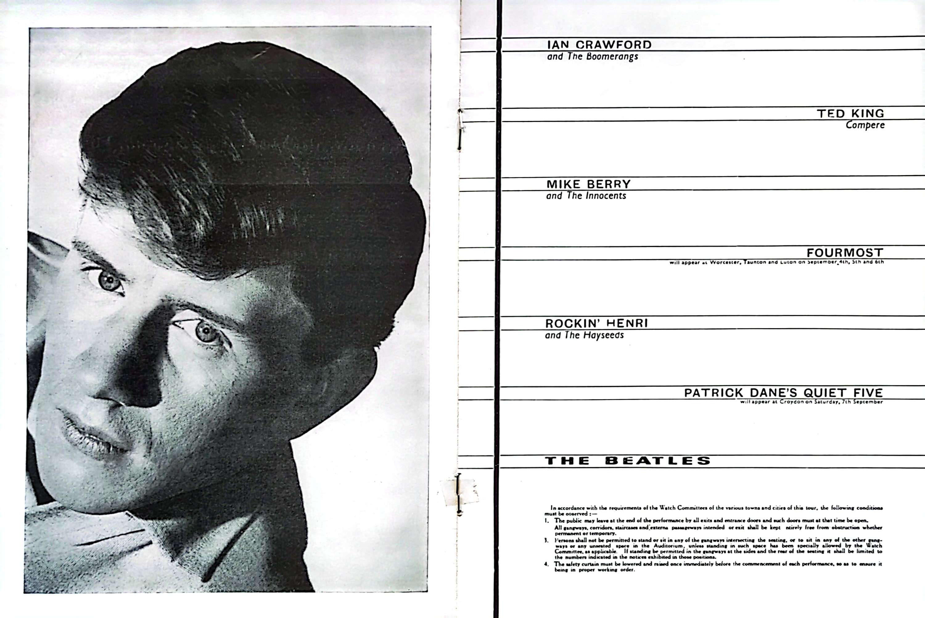 John Smith - 1963 Beatles Show Program EXCELLENT