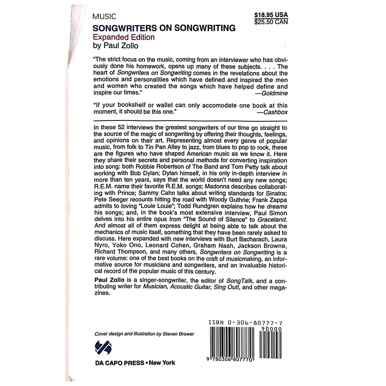 Paul Zollo - 1997 Songwriters On Songwriting Expanded Edition Book (Used)