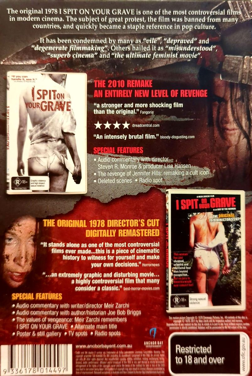 Meir Zarchi/Steven R Monroe - I Spit On Your Grave 1978 Original & 2010 Remake 2DVD Boxset (Used)