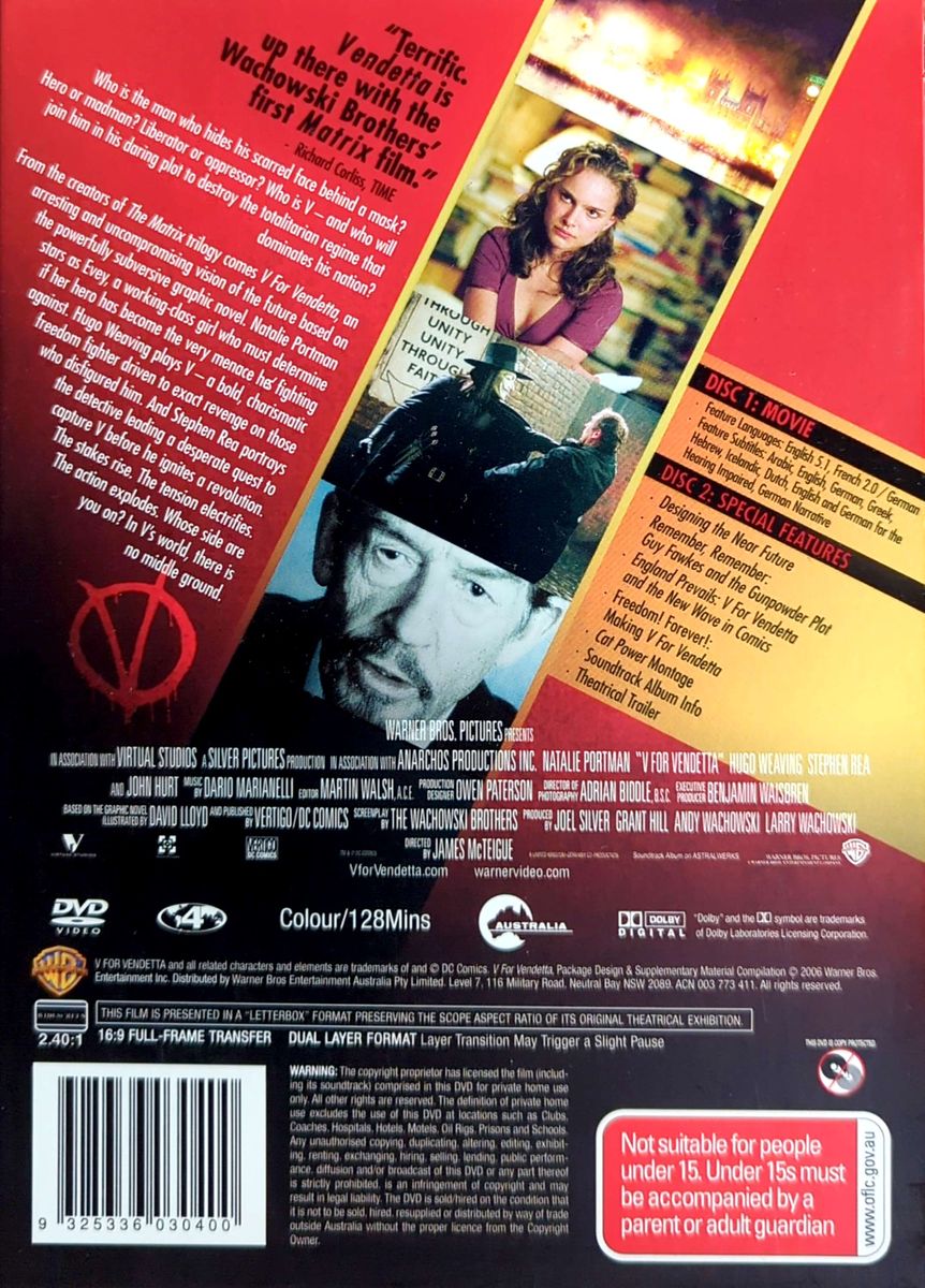 Natalie Portman - V For Vendetta (2005) Deluxe Ltd Ed #0180 2DVD + Comic Book (Used)