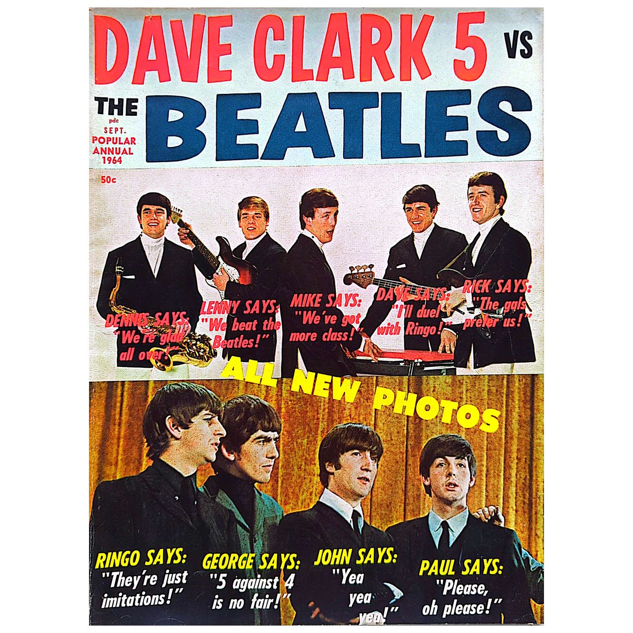 Popular Annual 1964 Sept - Dave Clark 5 Vs Beatles Magazine (Used)